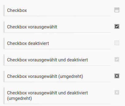 Beispiele Checkboxen